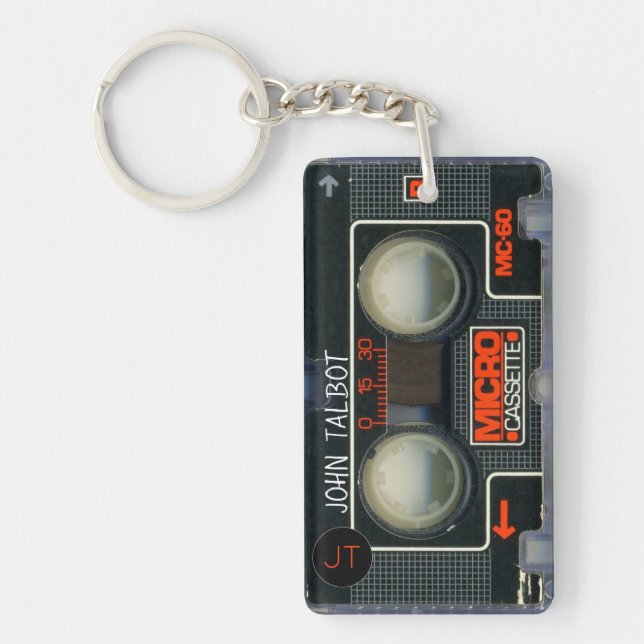 Retro Micro Audiotape Mixtape Cassette name K Key Ring (Front)