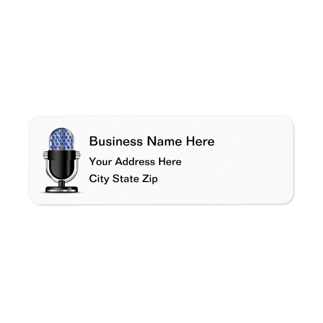 Retro Microphone Business Return Address Labels (Front)