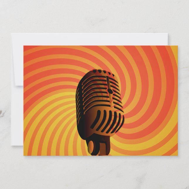 Retro Microphone custom invitations (Front)