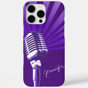 Retro microphone custom name purple graphic iPhone 16 pro max case