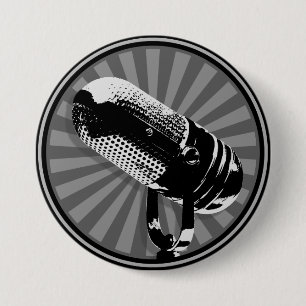 Retro Microphone Graphic 7.5 Cm Round Badge