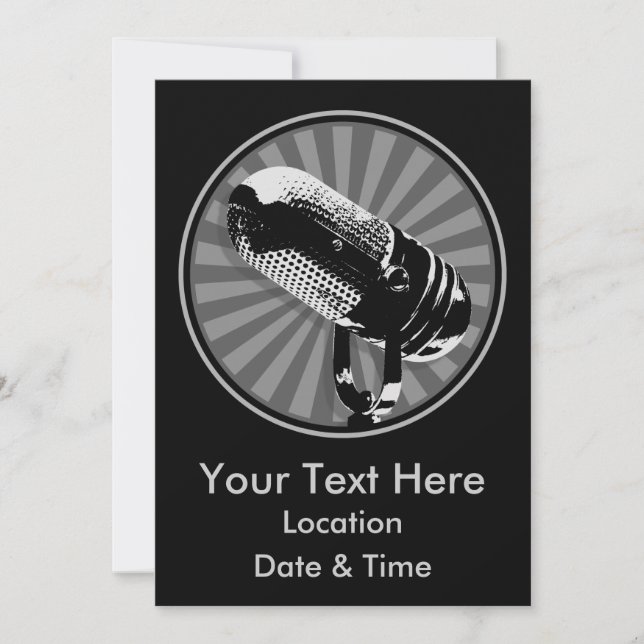 Retro Microphone Graphic Invitation (Front)