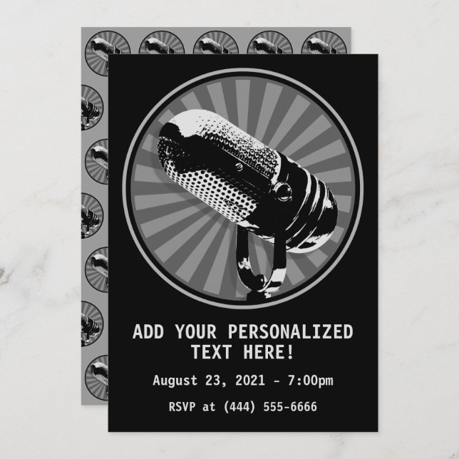Retro Microphone Graphic Invitation (Front/Back)