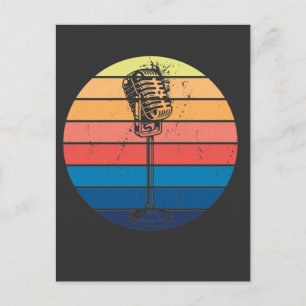 Retro Microphone Graphic Musical Karaoke Singer Postcard