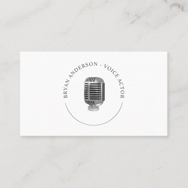 Retro Microphone Logo Business Card (Front)