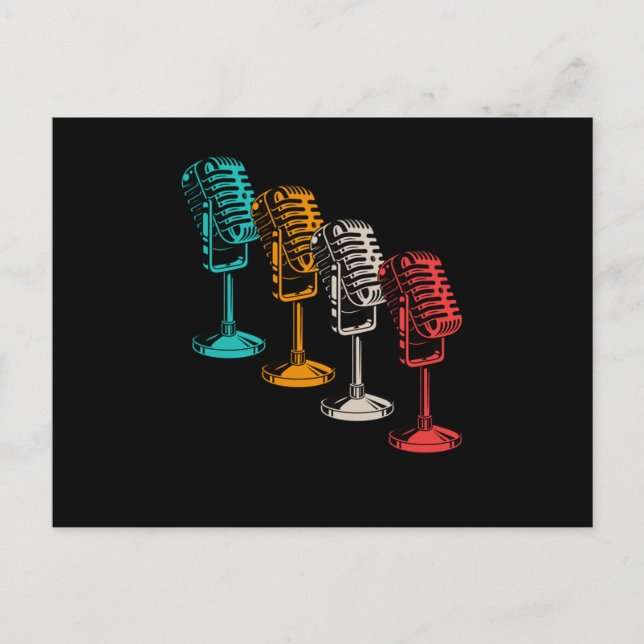Retro Microphone Mic Vintage Musician Singing Gift Postcard (Front)