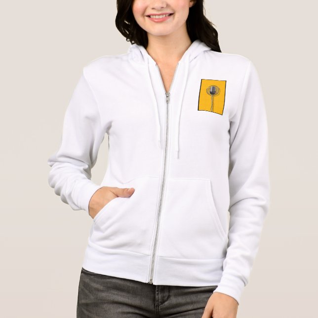 Retro Microphone on Bold Yellow Hoodie (Front)