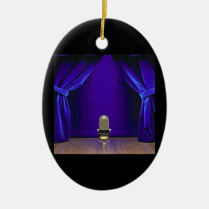 Retro Microphone On Stage Ceramic Tree Decoration