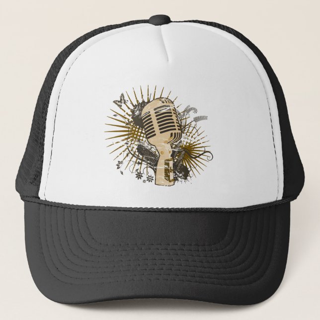 Retro Microphone Trucker Hat (Front)