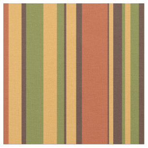 Retro Mid-Century 50s 60s 70s Stripes Brown Orange Fabric