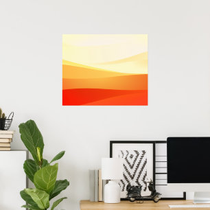RETRO MID-CENTURY ABSTRACT LANDSCAPE ART POSTER