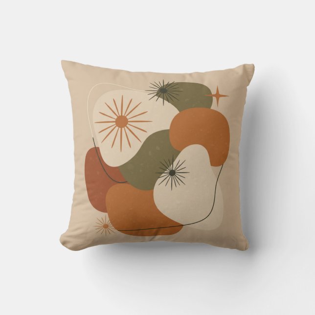 Retro Mid-Century Abstract Throw Pillow (Front)