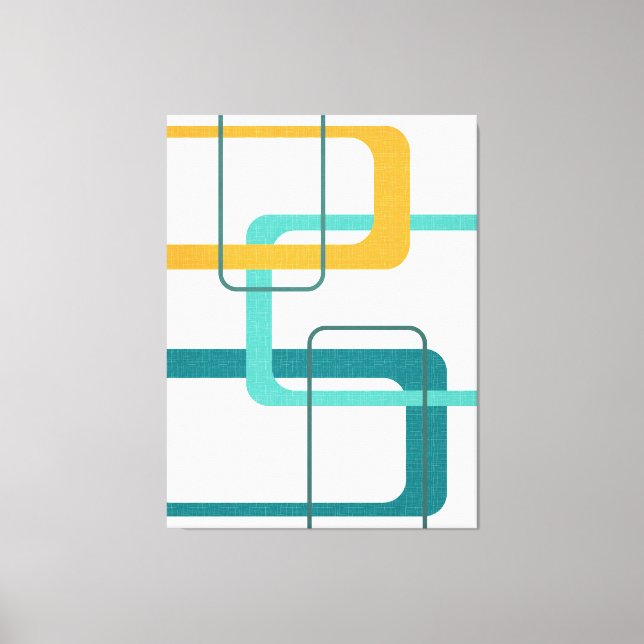 Retro Mid Century Atomic Age 23 Teal, Orange Canvas Print (Front)