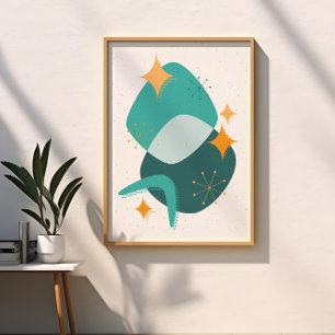 Retro Mid Century Atomic Age Abstract Poster
