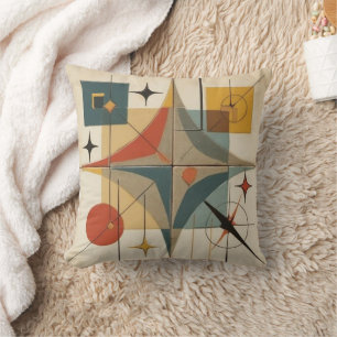 Retro Mid Century Atomic Geometric Pattern Cushion