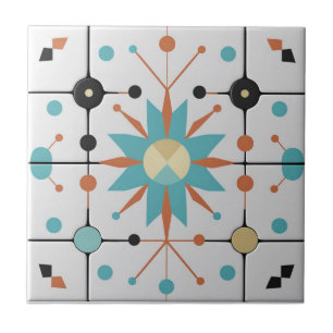 Retro Mid Century Atomic Geometric Pattern Tile