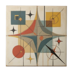 Retro Mid Century Atomic Geometric Pattern Tile