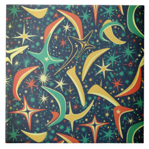 Retro Mid-Century Atomic Starburst All-Over Patter Tile