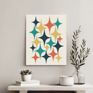 Retro Mid Century Atomic Starburst Star Canvas Print