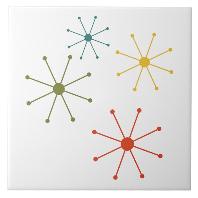 Retro Mid-Century Atomic Starburst Tile (Front)