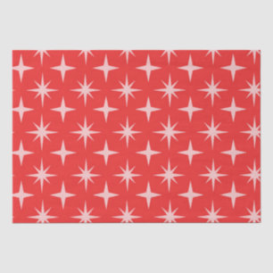 Retro Mid Century Atomic Stars Pattern on Red  Tissue Paper