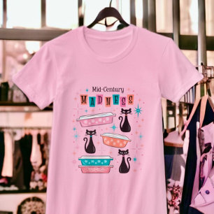 Retro Mid-Century Black Cats Vintage Pyrex T-Shirt
