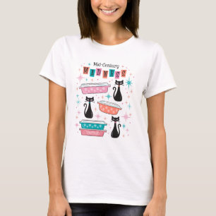 Retro Mid-Century Black Kitty Cats Pyrex T-Shirt