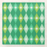 Retro Mid Century Christmas Diamonds Green