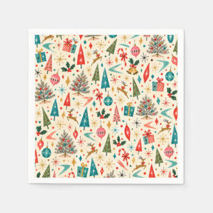 Retro Mid Century Christmas Napkin