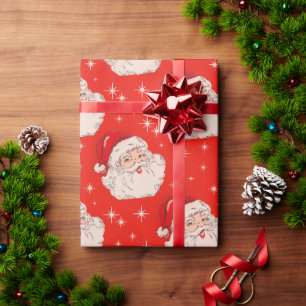 Retro Mid Century Christmas Santa  Wrapping Paper