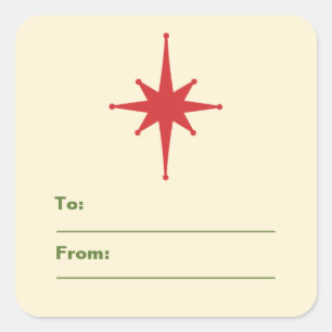 Retro Mid Century Christmas Star Gift Label