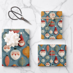Retro Mid Century Christmas Wrapping Paper Sheet