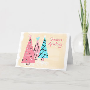 Retro Mid-century Colourful Holiday Trees Card