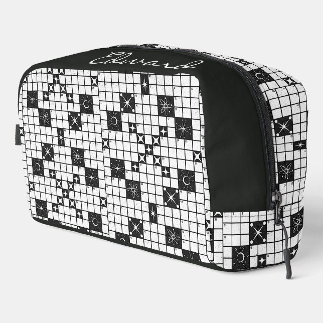 Retro Mid Century Crossword Puzzle Dopp Kit (Right Corner)
