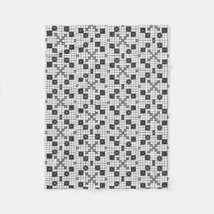 Retro Mid Century Crossword Puzzle Fleece Blanket