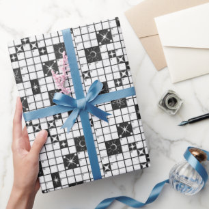 Retro Mid Century Crossword Puzzle Wrapping Paper