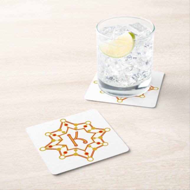 Retro Mid-Century Design Personalised Square Paper Coaster (Insitu)