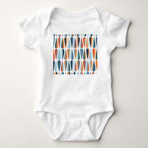 Retro mid-century, drop shapes pattern. baby bodysuit