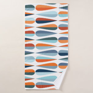 Retro mid-century, drop shapes pattern. bath towel