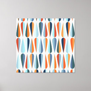 Retro mid-century, drop shapes pattern. canvas print