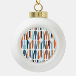 Retro mid-century, drop shapes pattern. ceramic ball christmas ornament