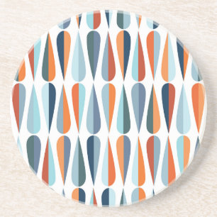 Retro mid-century, drop shapes pattern. coaster
