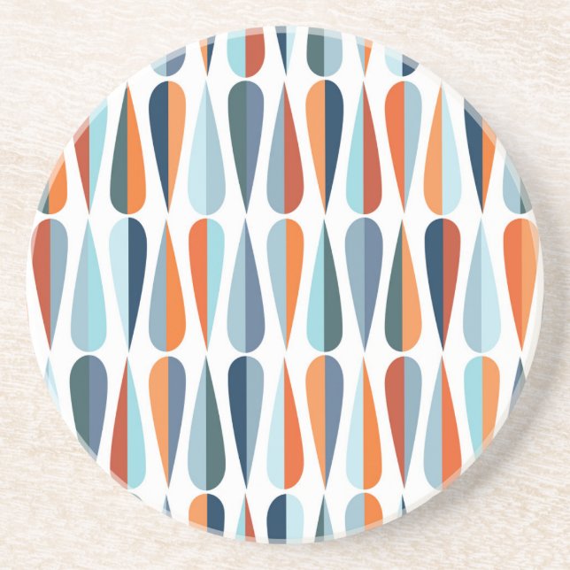 Retro mid-century, drop shapes pattern. coaster (Front)