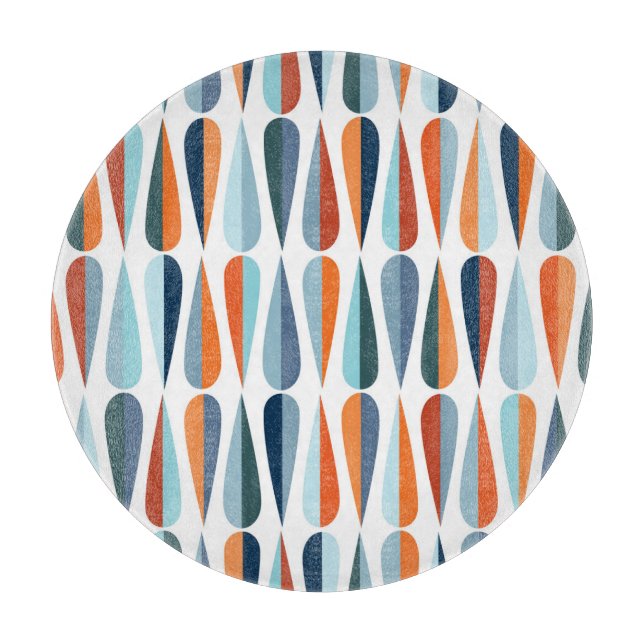 Retro mid-century, drop shapes pattern. cutting board (Front)