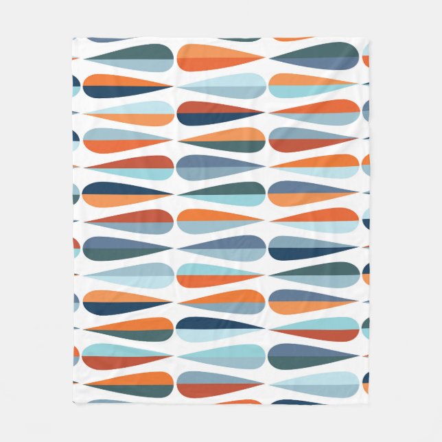 Retro mid-century, drop shapes pattern. fleece blanket (Front)