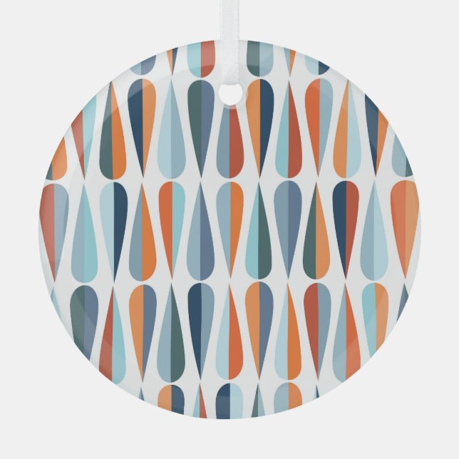 Retro mid-century, drop shapes pattern. glass tree decoration (Front)