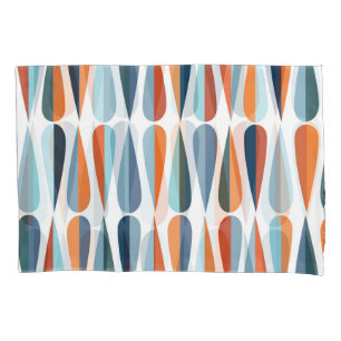 Retro mid-century, drop shapes pattern. pillowcase