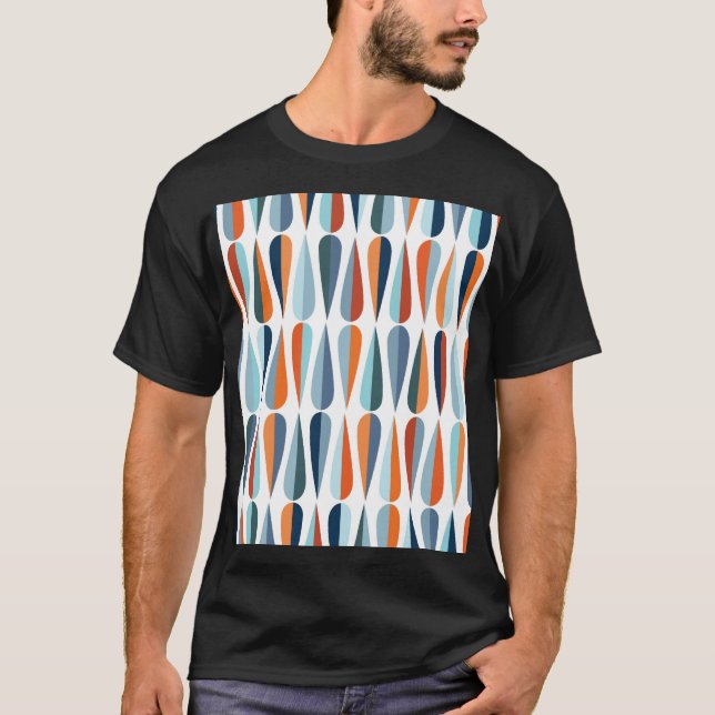 Retro mid-century, drop shapes pattern. T-Shirt (Front)