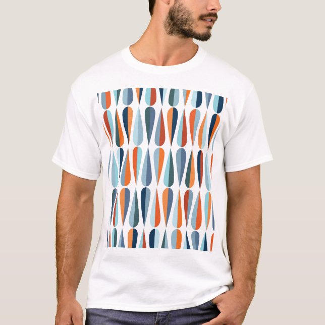 Retro mid-century, drop shapes pattern. T-Shirt (Front)