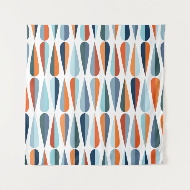 Retro mid-century, drop shapes pattern. tapestry (Front)